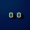 925 Silver Emerald Cut CZ Stud Earrings – Dainty Minimalist Green Stone Jewelry Gift