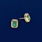 925 Silver Emerald Cut CZ Stud Earrings – Dainty Minimalist Green Stone Jewelry Gift