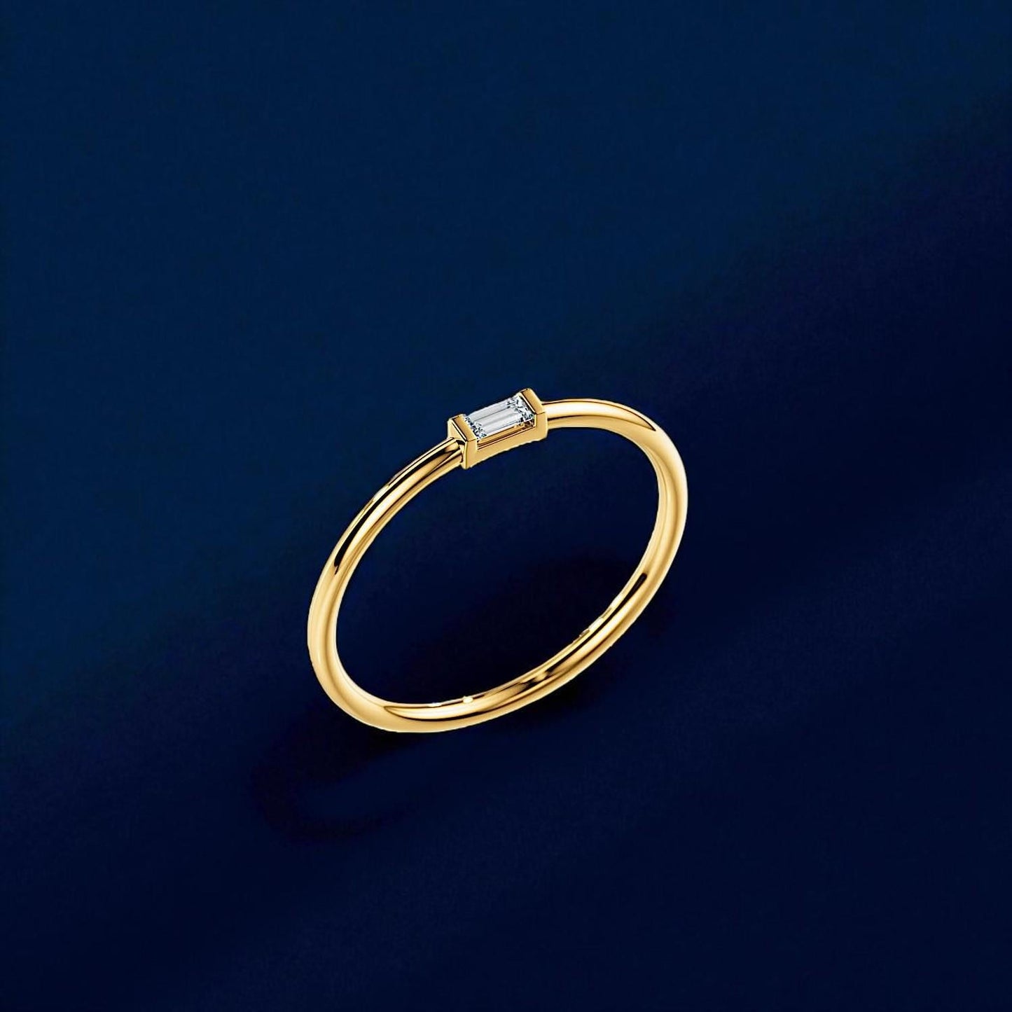 Baguette CZ Ring, Gold Plated 925 Sterling Silver Promise Ring