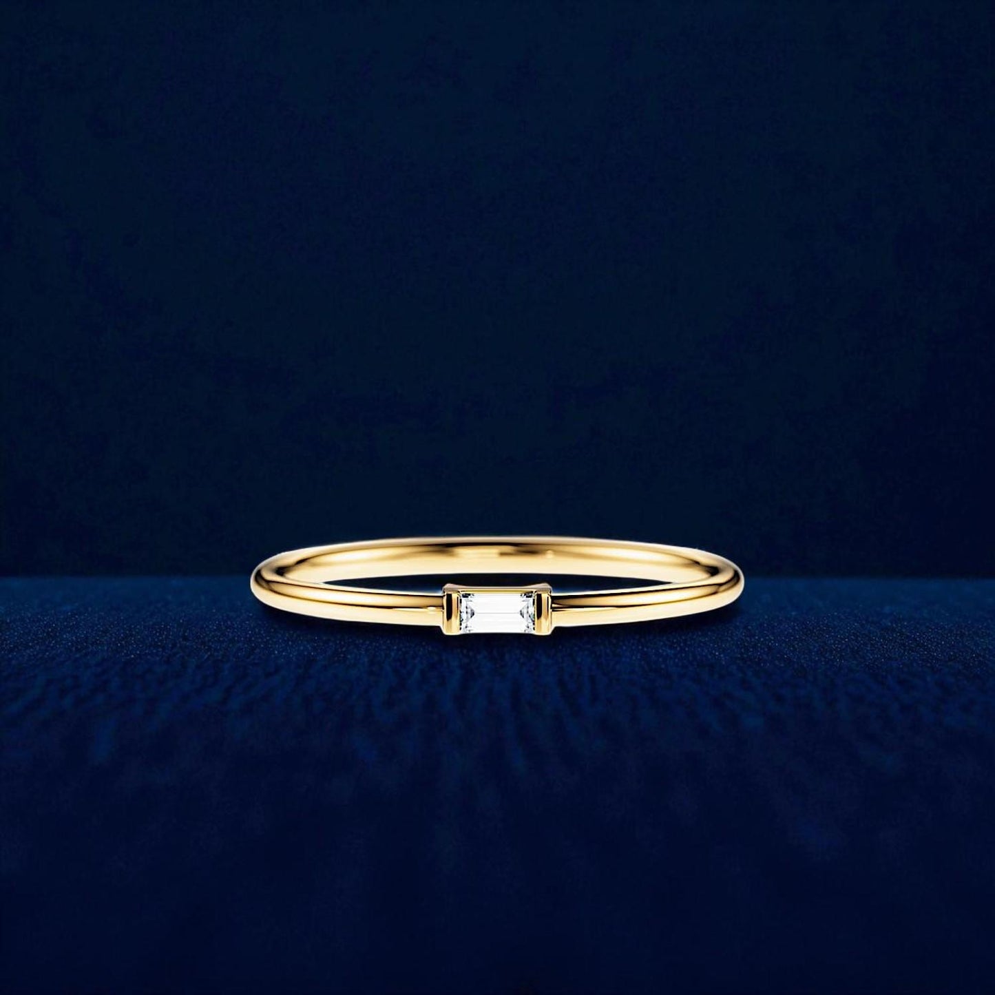 Baguette CZ Ring, Gold Plated 925 Sterling Silver Promise Ring