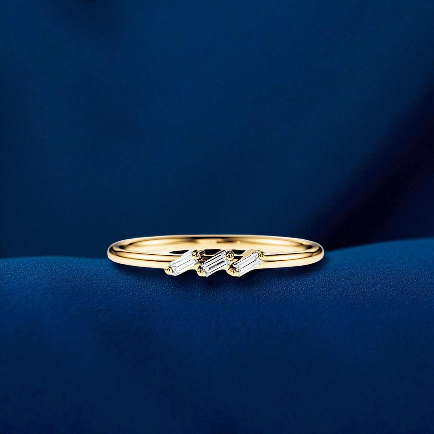 Baguette CZ Ring, 925 Silver Stacking Band, Anniversary Jewelry
