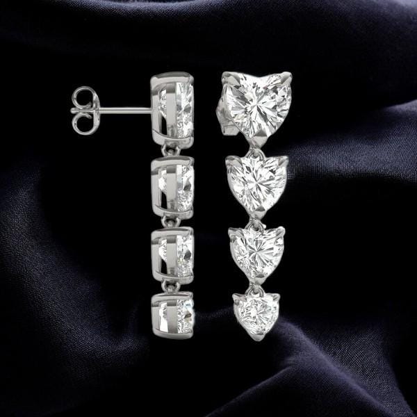 Sterling Silver Heart CZ Dangle Earrings: Romantic Statement Jewelry