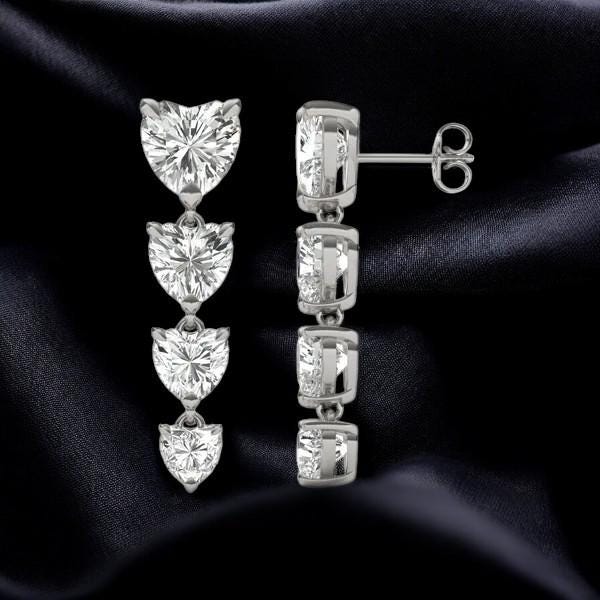 Sterling Silver Heart CZ Dangle Earrings: Romantic Statement Jewelry