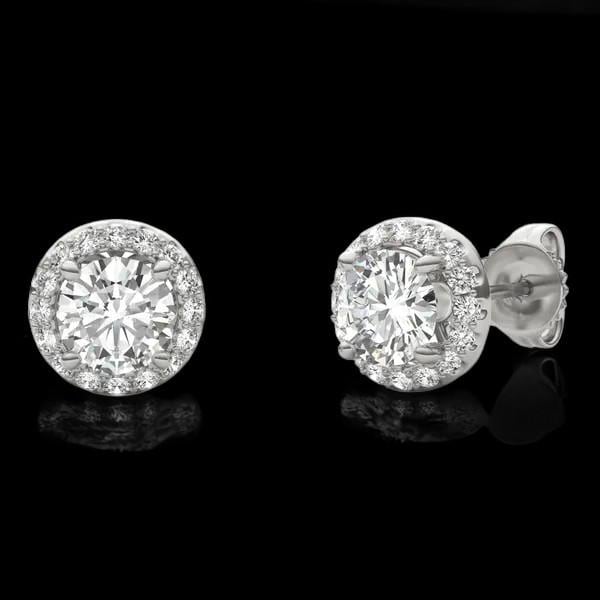 Sterling Silver Halo CZ Stud Earrings, Bridal Jewelry