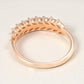 Rose Gold Sterling Silver CZ Leaf Ring - Stackable Band