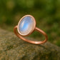 Sterling Silver Moonstone Ring: Oval Cabochon, June Birthstone
