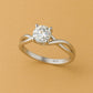 925 Sterling Silver Moissanite Ring - Twisted Band Solitaire Engagement