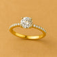 Sterling Silver Round Moissanite Engagement Ring, Pavé Bridal Band