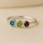 Sterling Silver Three Stone Ring: Topaz, Peridot & Garnet Band