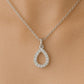 Sterling Silver Teardrop CZ Pendant Necklace: Halo Drop Jewelry