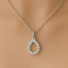 Sterling Silver Teardrop CZ Pendant Necklace: Halo Drop Jewelry