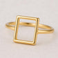 925 Sterling Silver Rectangle Outline Ring, Minimalist Geometric Band, Modern Simple Jewelry Gift