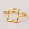 925 Sterling Silver Rectangle Outline Ring, Minimalist Geometric Band, Modern Simple Jewelry Gift