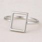 925 Sterling Silver Rectangle Outline Ring, Minimalist Geometric Band, Modern Simple Jewelry Gift