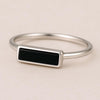 Sterling Silver Onyx Bar Ring, Minimalist Geometric Jewelry