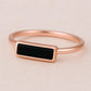 Sterling Silver Onyx Bar Ring, Minimalist Geometric Jewelry