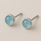 Aquamarine Sterling Silver Stud Earrings, Minimalist Bezel Set