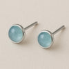 Aquamarine Sterling Silver Stud Earrings, Minimalist Bezel Set