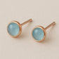 Aquamarine Sterling Silver Stud Earrings, Minimalist Bezel Set