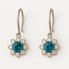 London Blue Topaz Flower Earrings: 925 Sterling Silver CZ Dangle