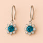 London Blue Topaz Flower Earrings: 925 Sterling Silver CZ Dangle