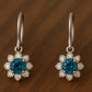 London Blue Topaz Flower Earrings: 925 Sterling Silver CZ Dangle