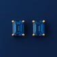 Emerald Cut London Topaz Stud Earrings: Sterling Silver December Birthstone
