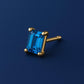 Emerald Cut London Topaz Stud Earrings: Sterling Silver December Birthstone