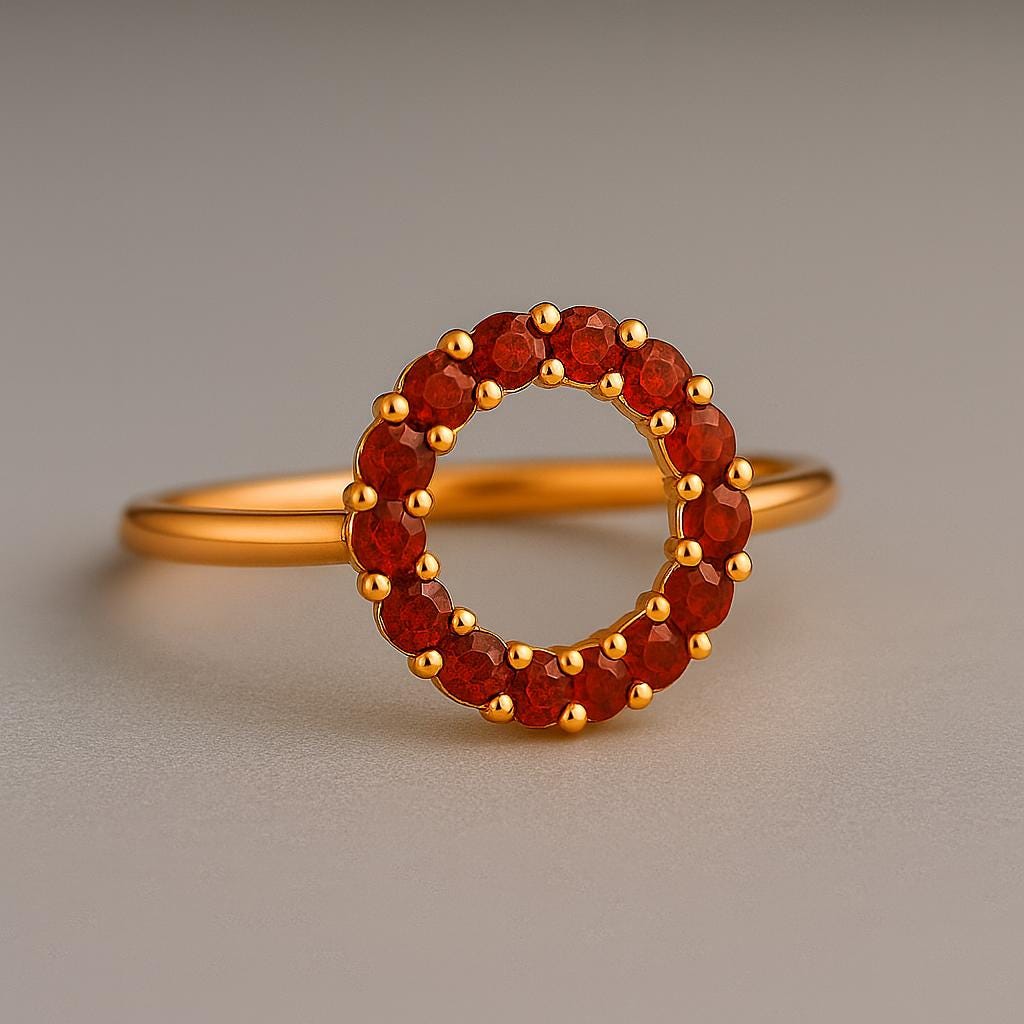 925 Silver Red CZ Wreath Ring: Dainty Christmas Jewelry