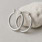 Classic Silver Hoop Earrings 925 Sterling | Minimalist Polished Hoops | Everyday Jewelry Gift for Her