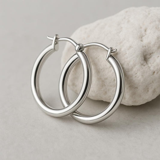 Classic Silver Hoop Earrings 925 Sterling | Minimalist Polished Hoops | Everyday Jewelry Gift for Her