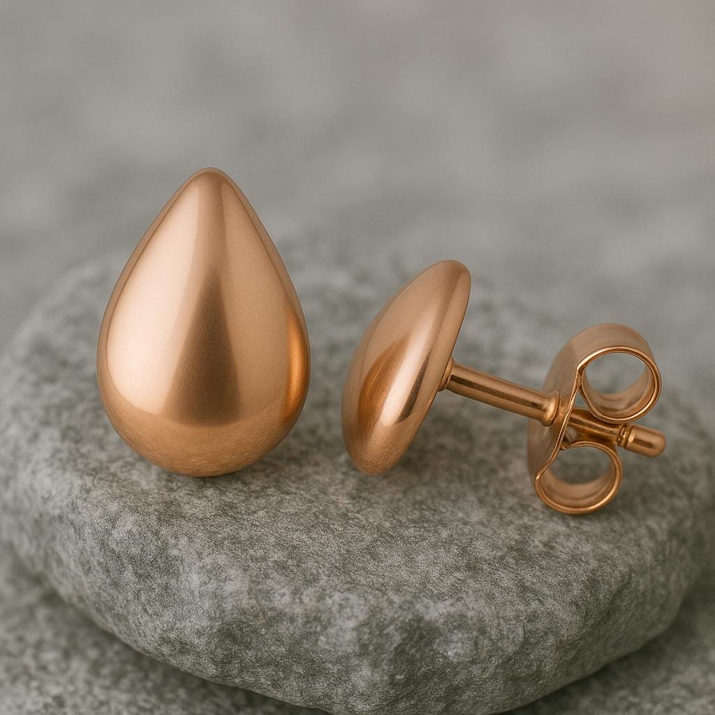 Sterling Silver Teardrop Stud Earrings: Minimalist Polished Dome