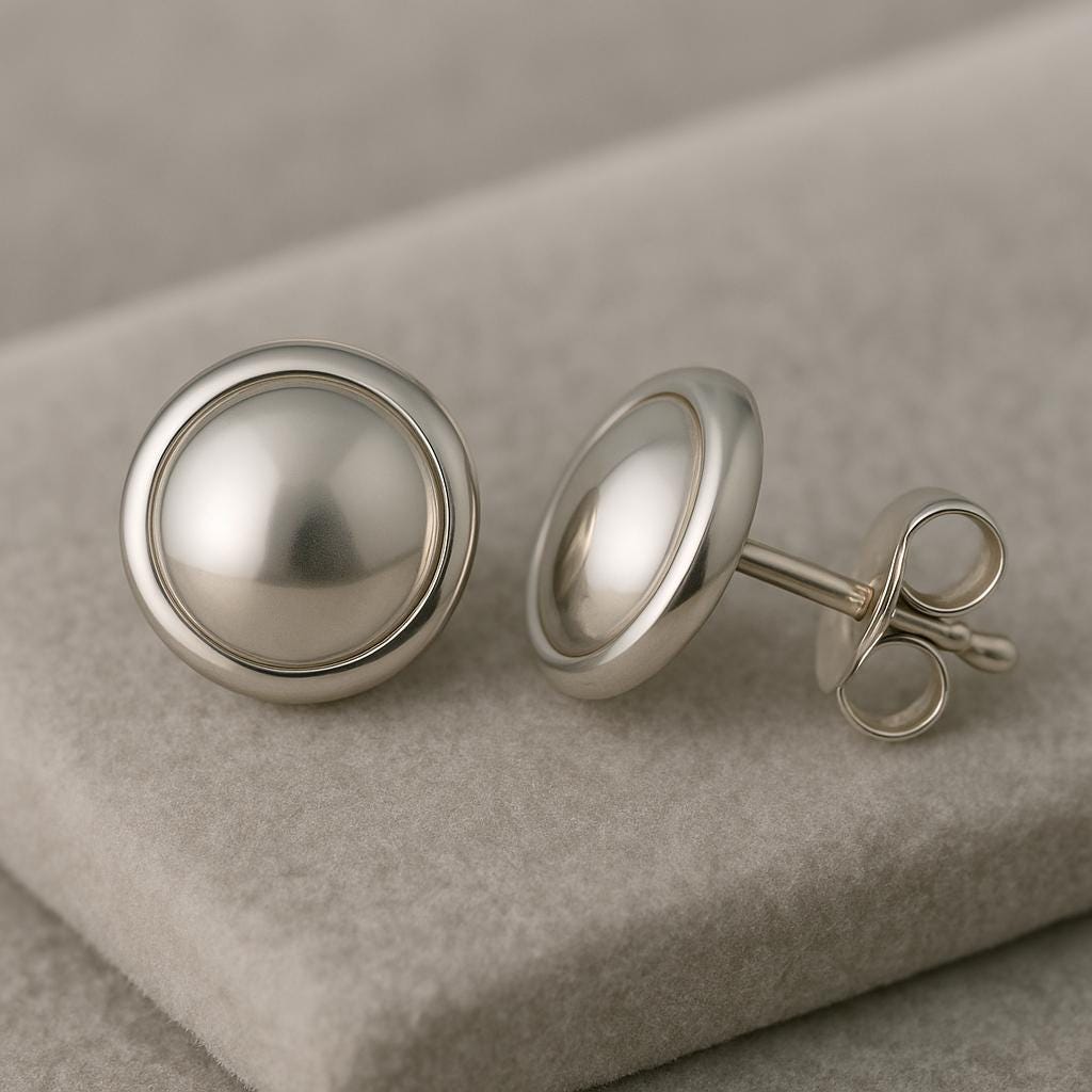Sterling Silver Bezel Dome Stud Earrings: Minimalist Polished Jewelry