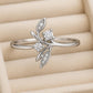 CZ Leaf Vine Ring: 925 Sterling Silver Floral Branch Ring
