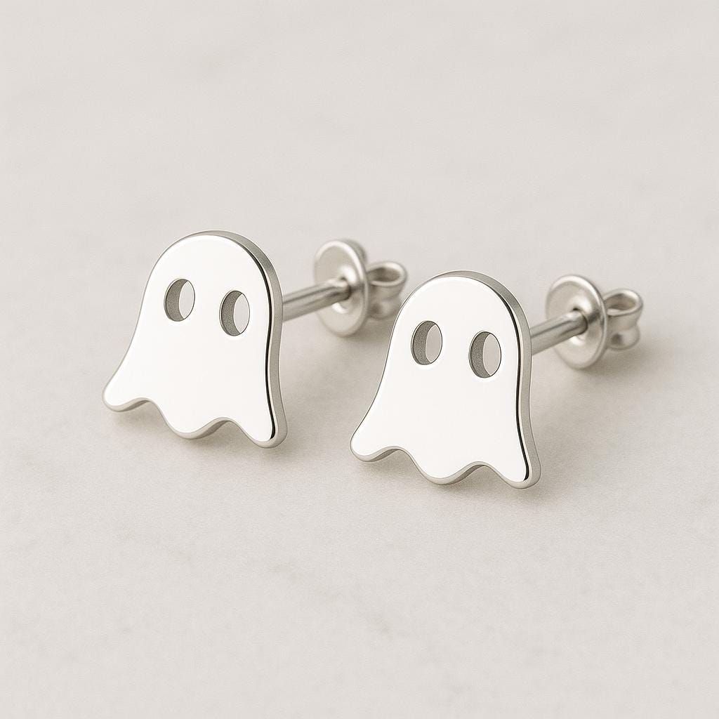 Sterling Silver Ghost Earrings: Minimalist Halloween Jewelry