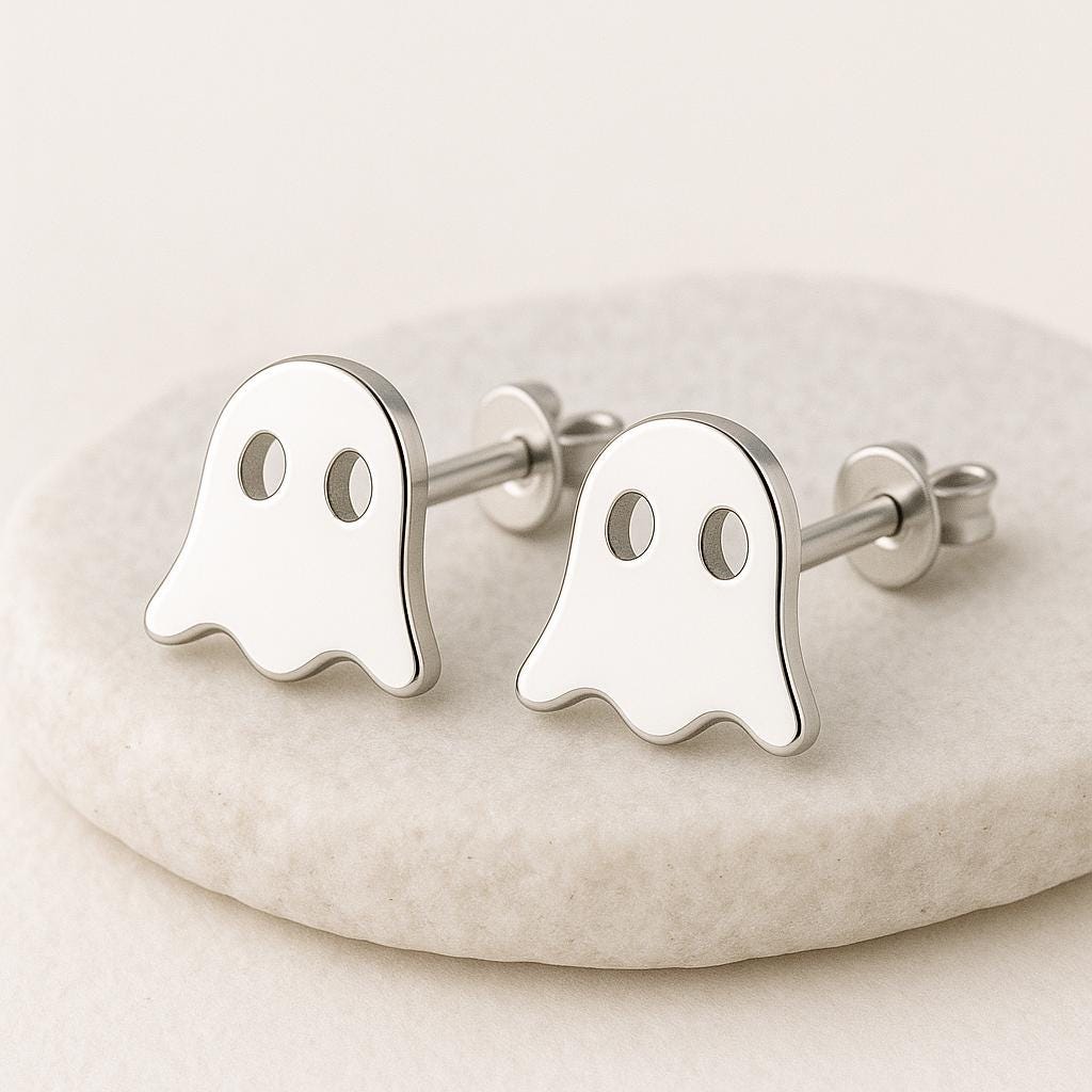 Sterling Silver Ghost Earrings: Minimalist Halloween Jewelry