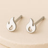 Sterling Silver Flame Stud Earrings: Minimalist Fire Jewelry