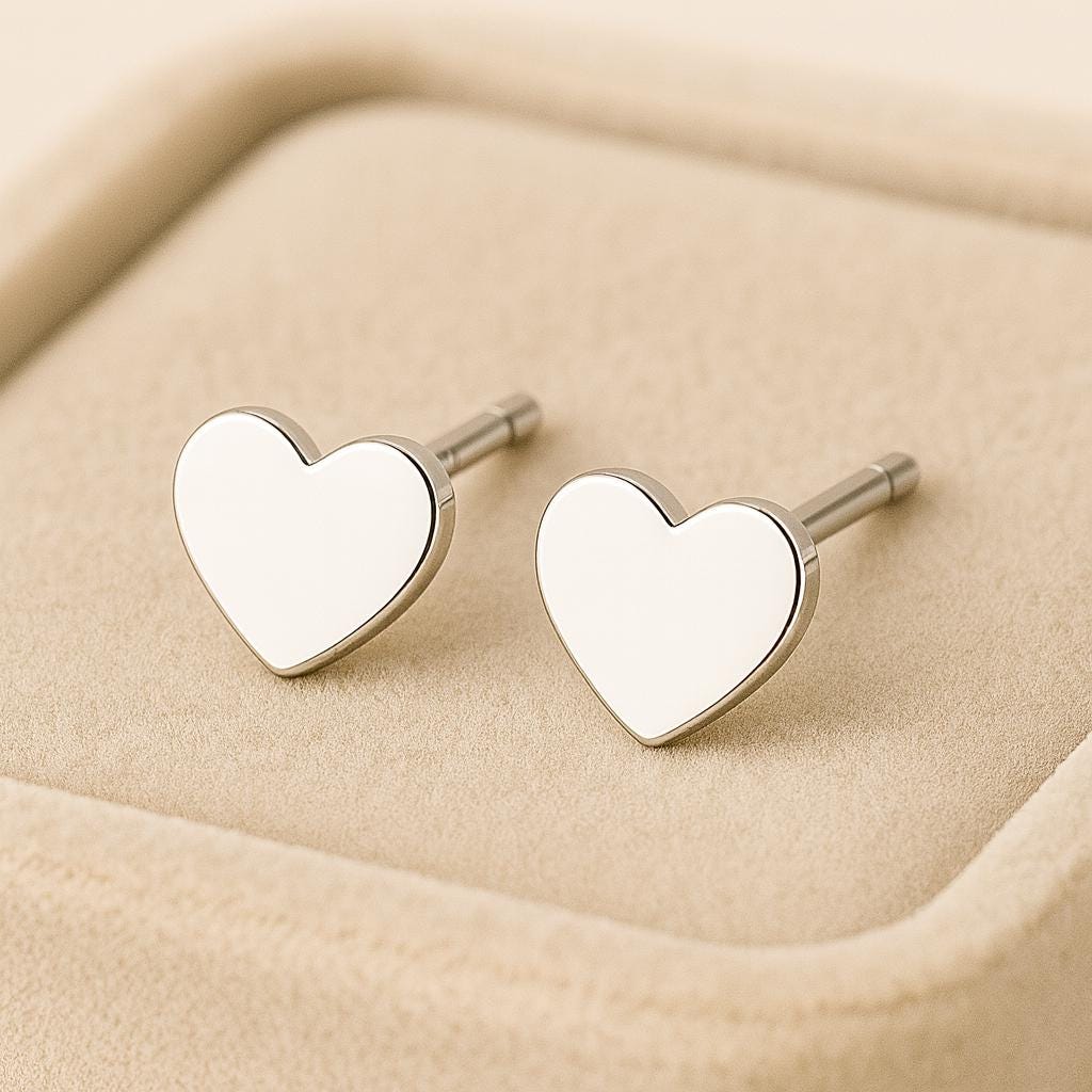 Sterling Silver Heart Stud Earrings: Minimalist 925 Silver Jewelry
