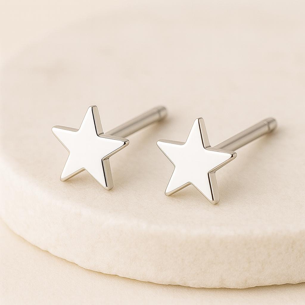 Sterling Silver Star Stud Earrings: Minimalist Celestial Jewelry
