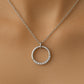 Circle Pendant Necklace Silver 925 • CZ Stone Eternity • Minimalist Round Jewelry Gift