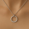 Circle Pendant Necklace Silver 925 • CZ Stone Eternity • Minimalist Round Jewelry Gift