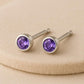 Sterling Silver CZ Stud Earrings: Dainty Bezel Set Gemstone