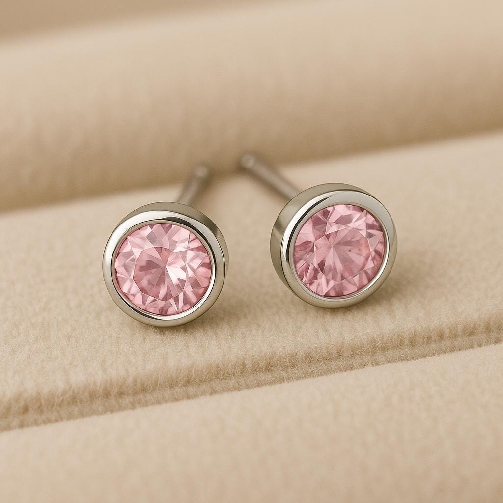 Sterling Silver CZ Stud Earrings: Dainty Bezel Set Gemstone