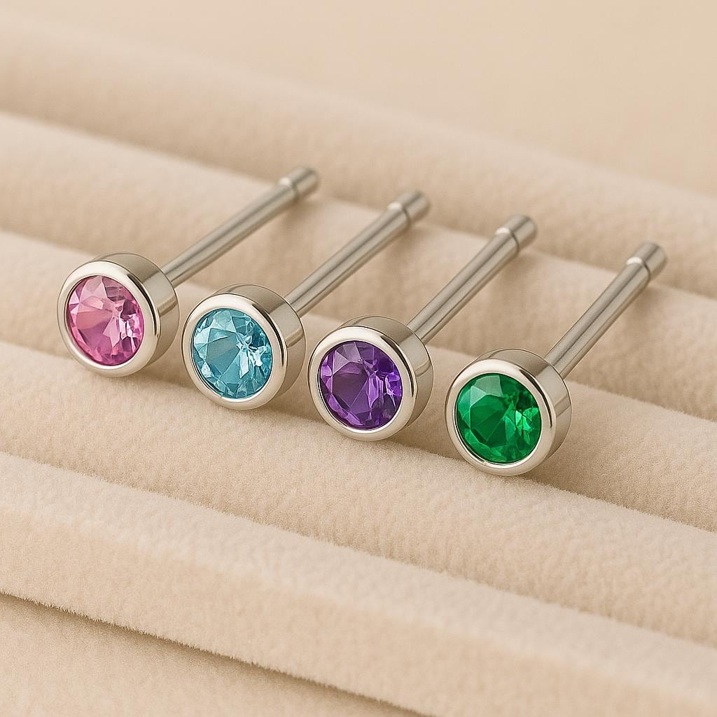 Sterling Silver CZ Stud Earrings: Dainty Bezel Set Gemstone