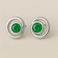 Sterling Silver Spiral Stud Earrings: Green CZ Minimalist Jewelry