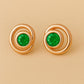 Sterling Silver Spiral Stud Earrings: Green CZ Minimalist Jewelry