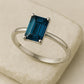 Emerald Cut London Blue Topaz Ring, 925 Sterling Silver Solitaire