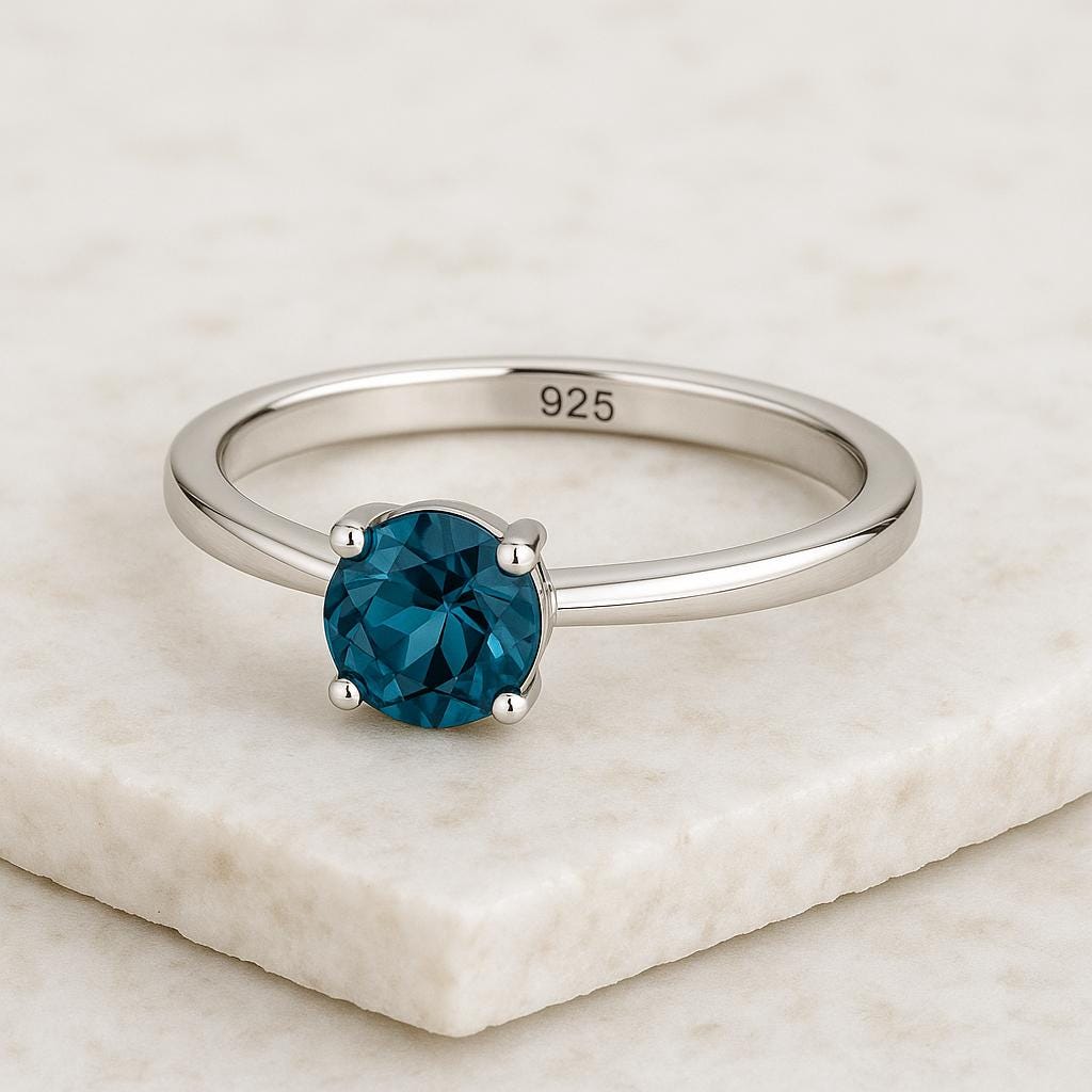 London Topaz Sterling Silver Ring | Minimalist Solitaire Jewelry