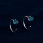 London Blue Topaz Earrings: Sterling Silver Open Hoop Studs