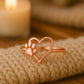 Sterling Silver Paw Heart Ring, Pet Memorial Jewelry, Minimalist Animal Lover Gift
